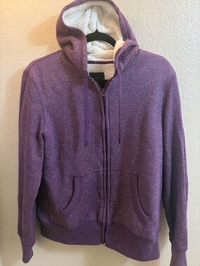 Faded Glory Purple Zip-Up Sherpa-Lined Hoodie